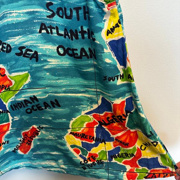 Jams World Vintage Multicolor Africa Map Print Sleeveless Hawaiian Shirt Beach - Picture 13 of 15